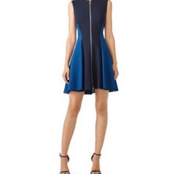 Chic NWT Elie Tahari Zip Front Scuba Fit & Flare Dress - Picture 2 of 6